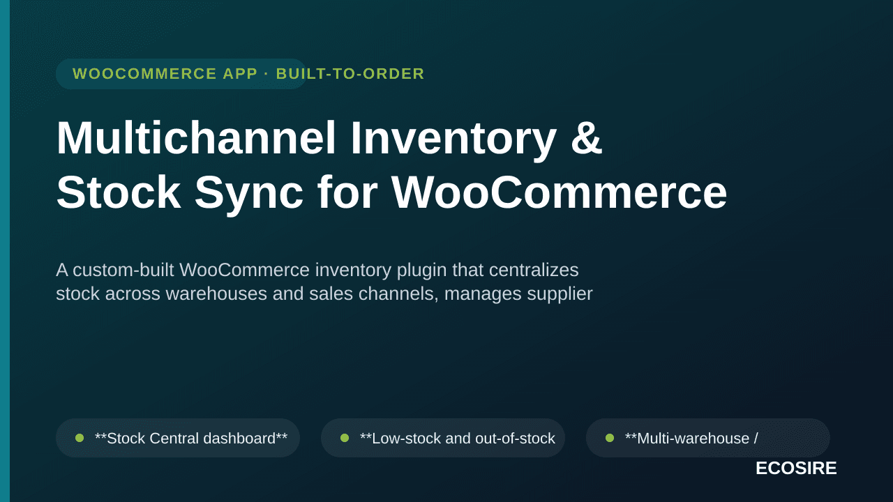 Multichannel Inventory & Stock Sync for WooCommerce — A custom-built WooCommerce inventory plugin that centralizes stock acro — Image 1 of 3