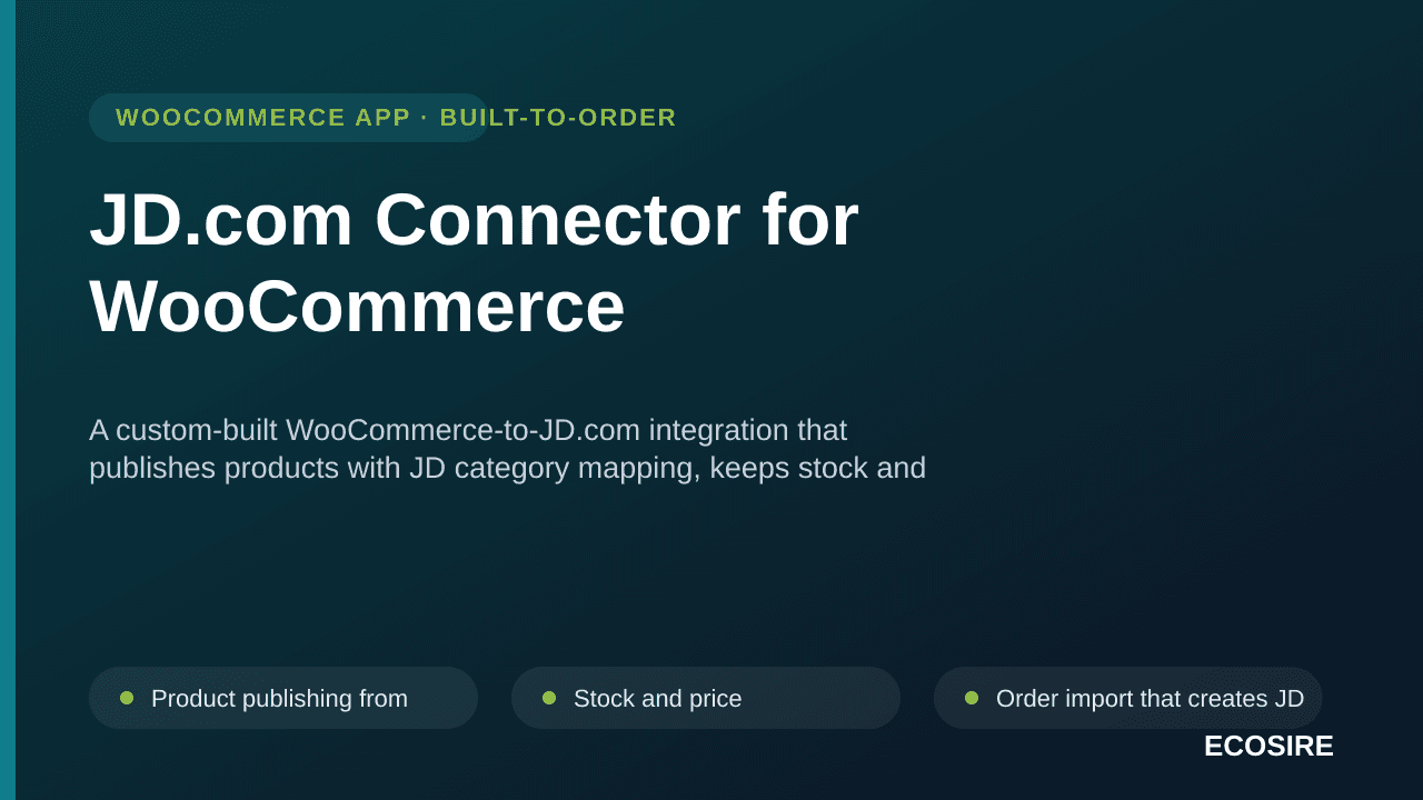 JD.com Connector for WooCommerce — A custom-built WooCommerce-to-JD — Image 1 of 3