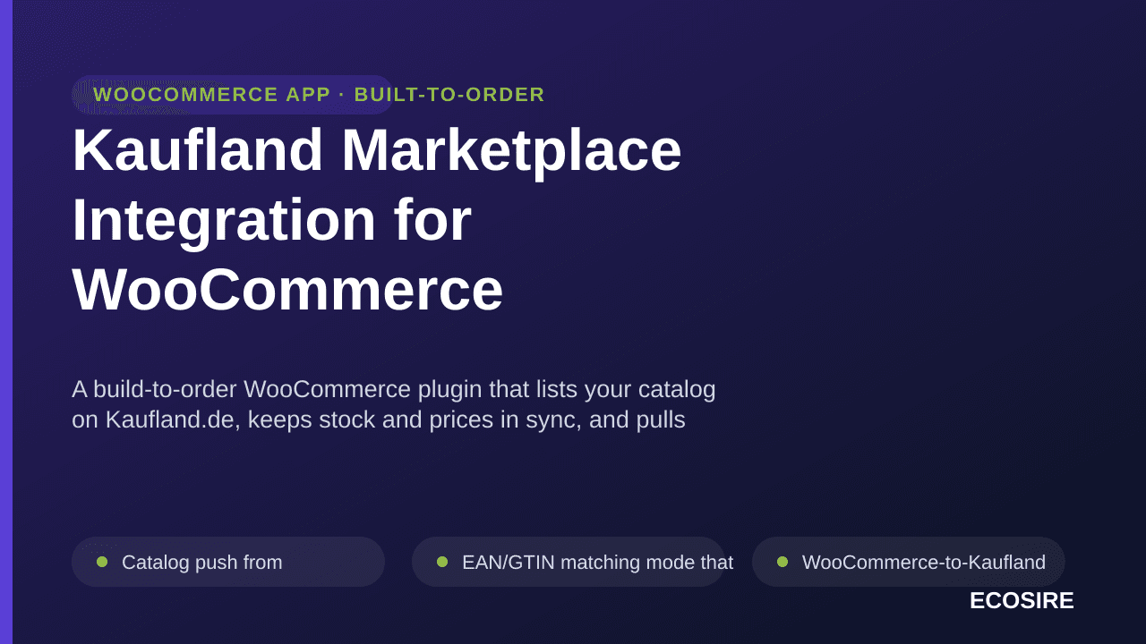 Kaufland Marketplace Integration for WooCommerce — A build-to-order WooCommerce plugin that lists your catalog on Kaufland — Image 1 of 3
