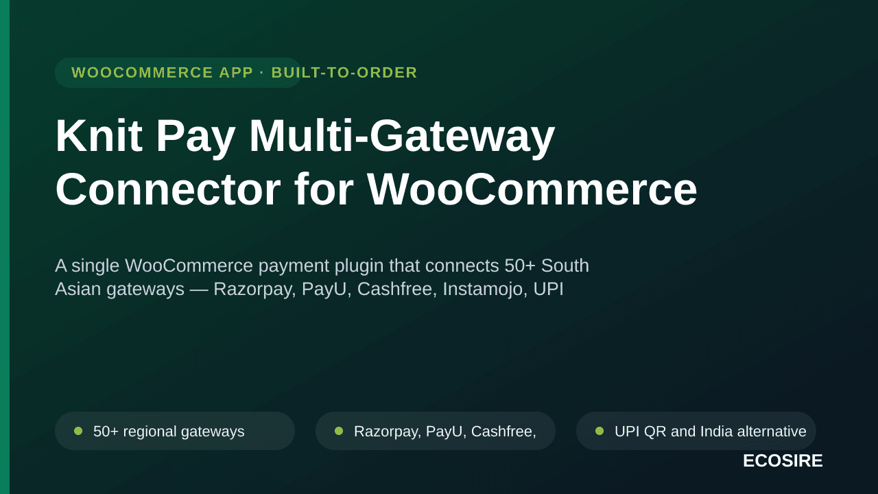 Knit Pay Multi-Gateway Connector for WooCommerce — A single WooCommerce payment plugin that connects 50+ South Asian gateways — Image 1 of 3