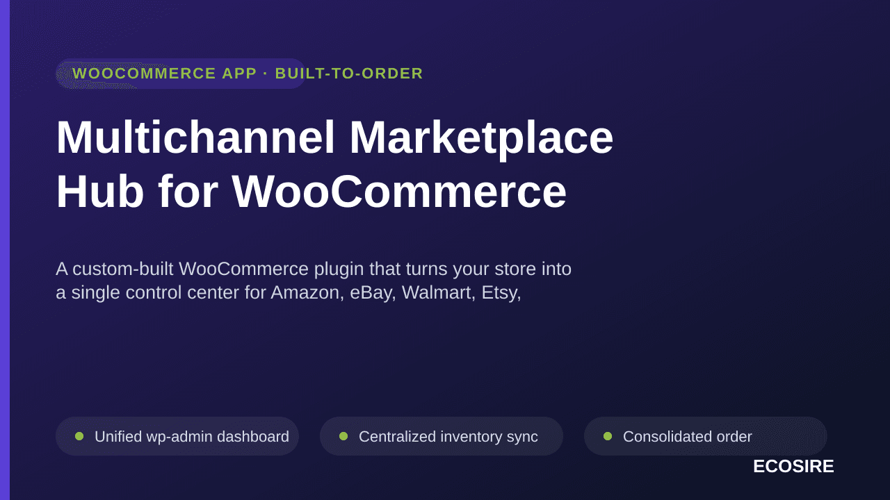 Multichannel Marketplace Hub for WooCommerce — A custom-built WooCommerce plugin that turns your store into a single control  — Image 1 of 3