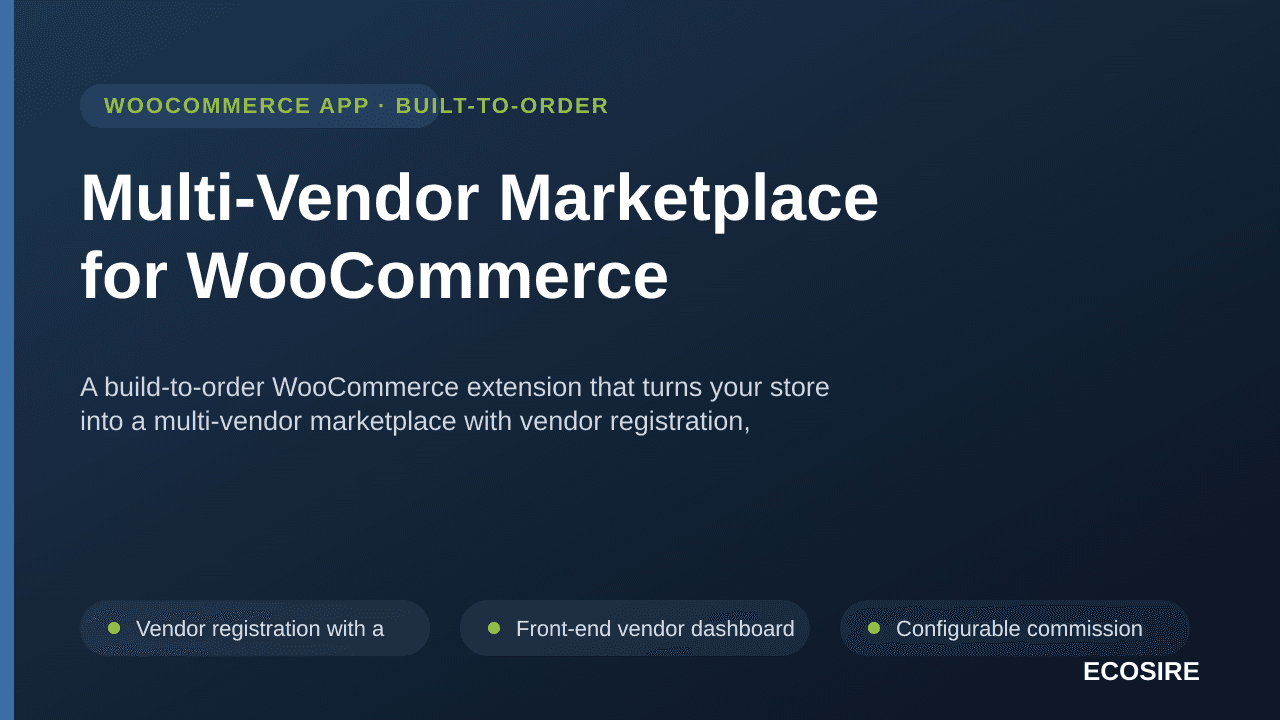 Multi-Vendor Marketplace for WooCommerce — A build-to-order WooCommerce extension that turns your store into a multi-vendor m — Image 1 of 3