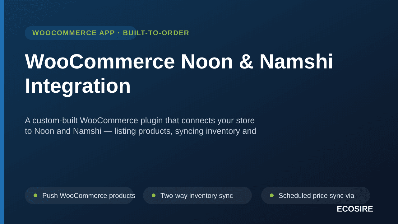 WooCommerce Noon & Namshi Integration — A custom-built WooCommerce plugin that connects your store to Noon and Namshi — listi — Image 1 of 3