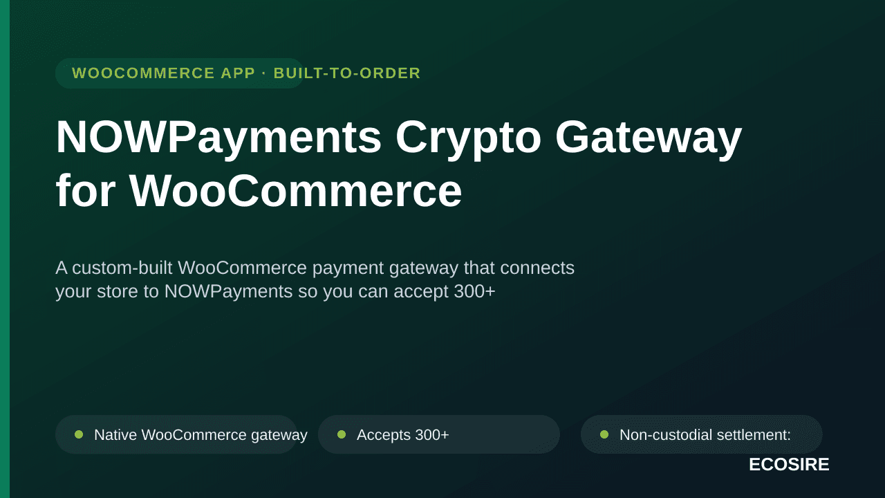 NOWPayments Crypto Gateway for WooCommerce — A custom-built WooCommerce payment gateway that connects your store to NOWPaymen — Image 1 of 3