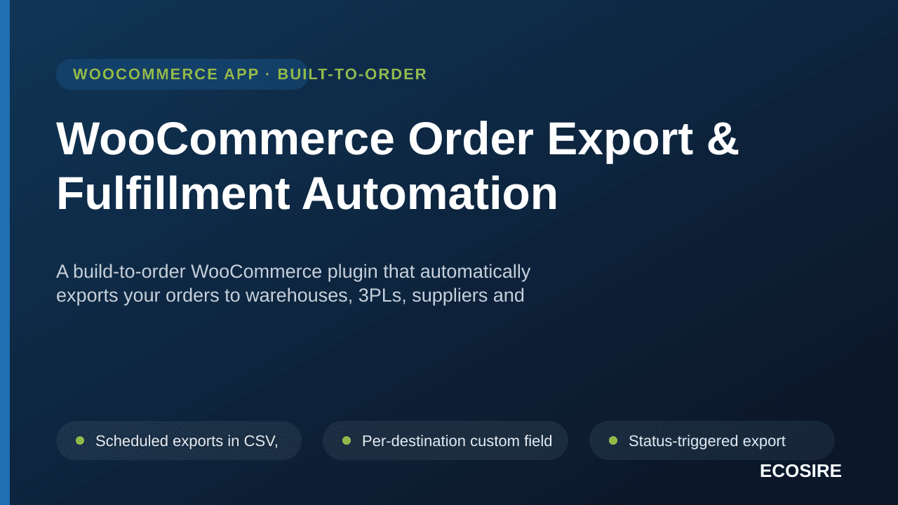 WooCommerce Order Export & Fulfillment Automation — A build-to-order WooCommerce plugin that automatically exports your order — Image 1 of 3