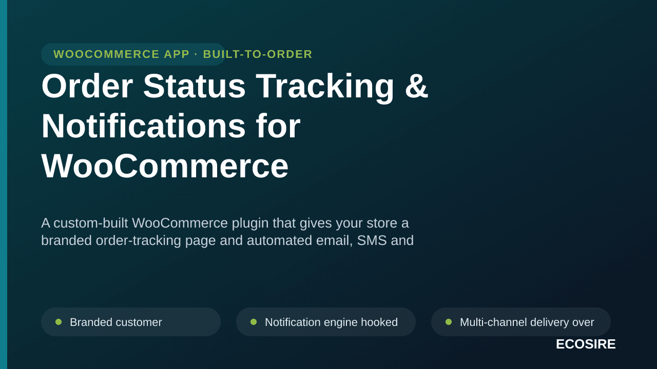 Order Status Tracking & Notifications for WooCommerce — A custom-built WooCommerce plugin that gives your store a branded ord — Image 1 of 3