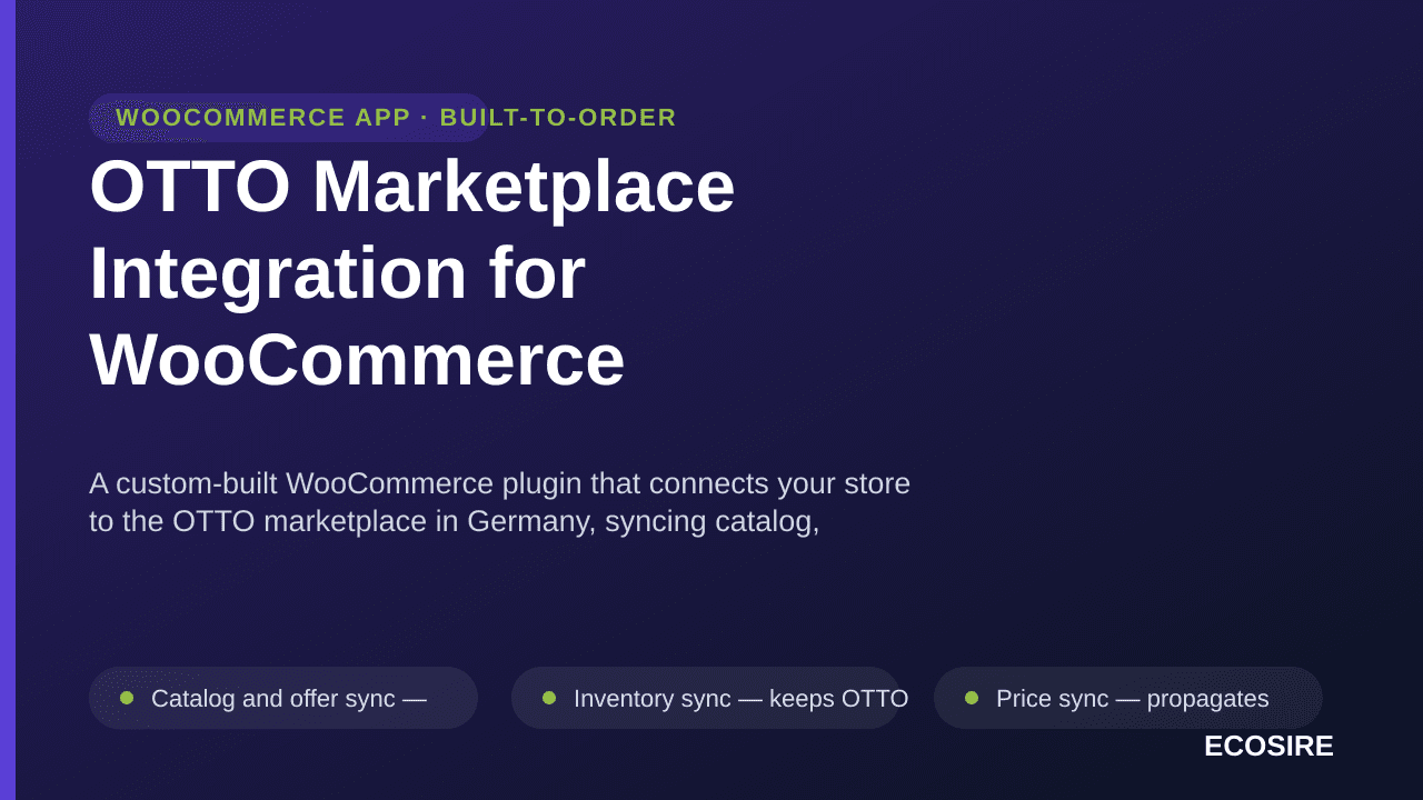 OTTO Marketplace Integration for WooCommerce — A custom-built WooCommerce plugin that connects your store to the OTTO marketp — Image 1 of 3
