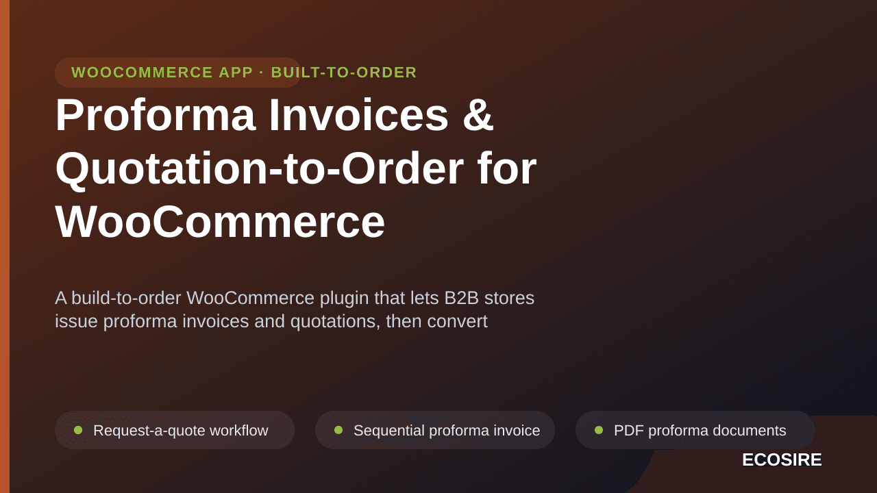 Proforma Invoices & Quotation-to-Order for WooCommerce — A build-to-order WooCommerce plugin that lets B2B stores issue profo — Image 1 of 3