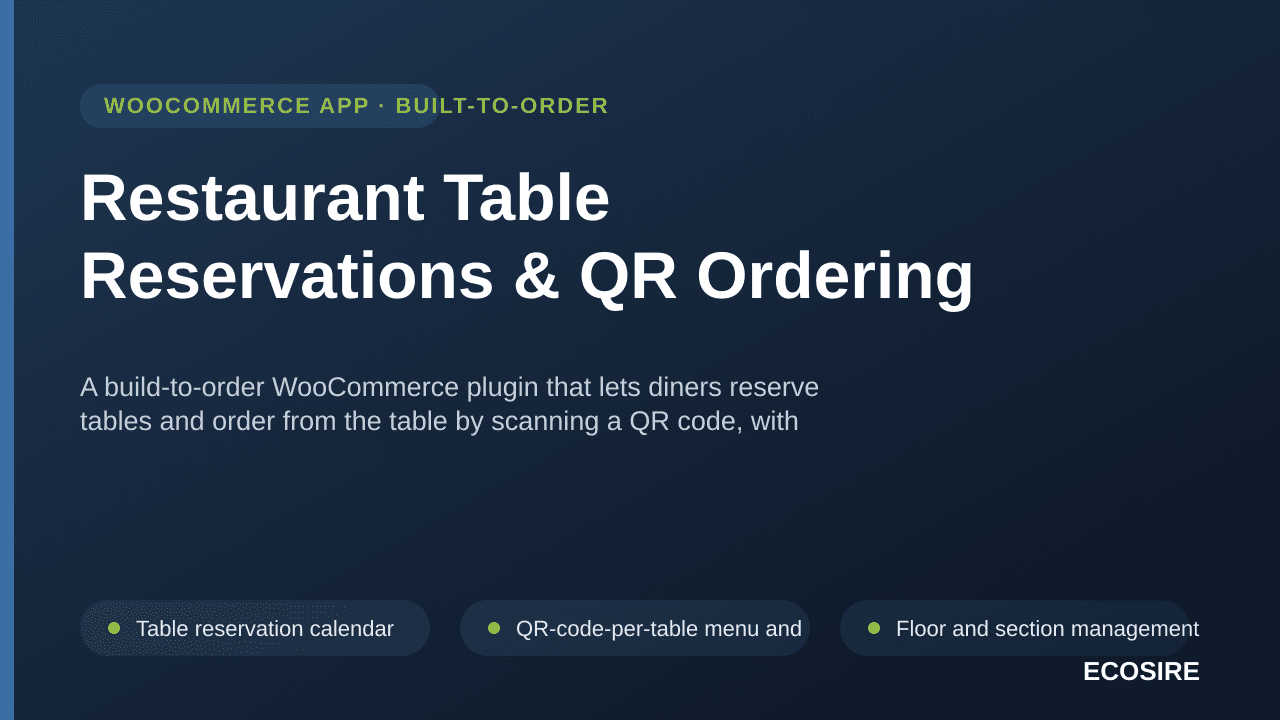 Restaurant Table Reservations & QR Ordering — A build-to-order WooCommerce plugin that lets diners reserve tables and order f — Image 1 of 3