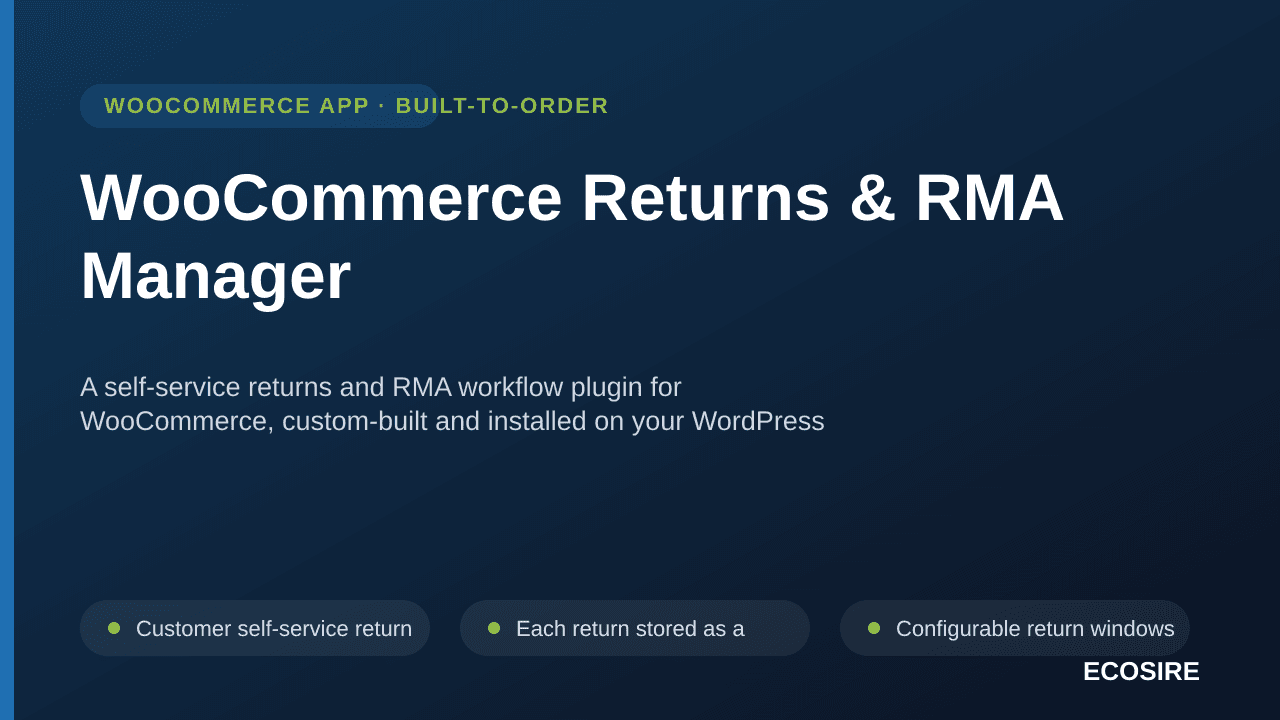 WooCommerce Returns & RMA Manager — A self-service returns and RMA workflow plugin for WooCommerce, custom-built and installe — Image 1 of 3