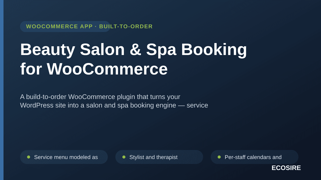 Beauty Salon & Spa Booking for WooCommerce — A build-to-order WooCommerce plugin that turns your WordPress site into a salon  — Image 1 of 3