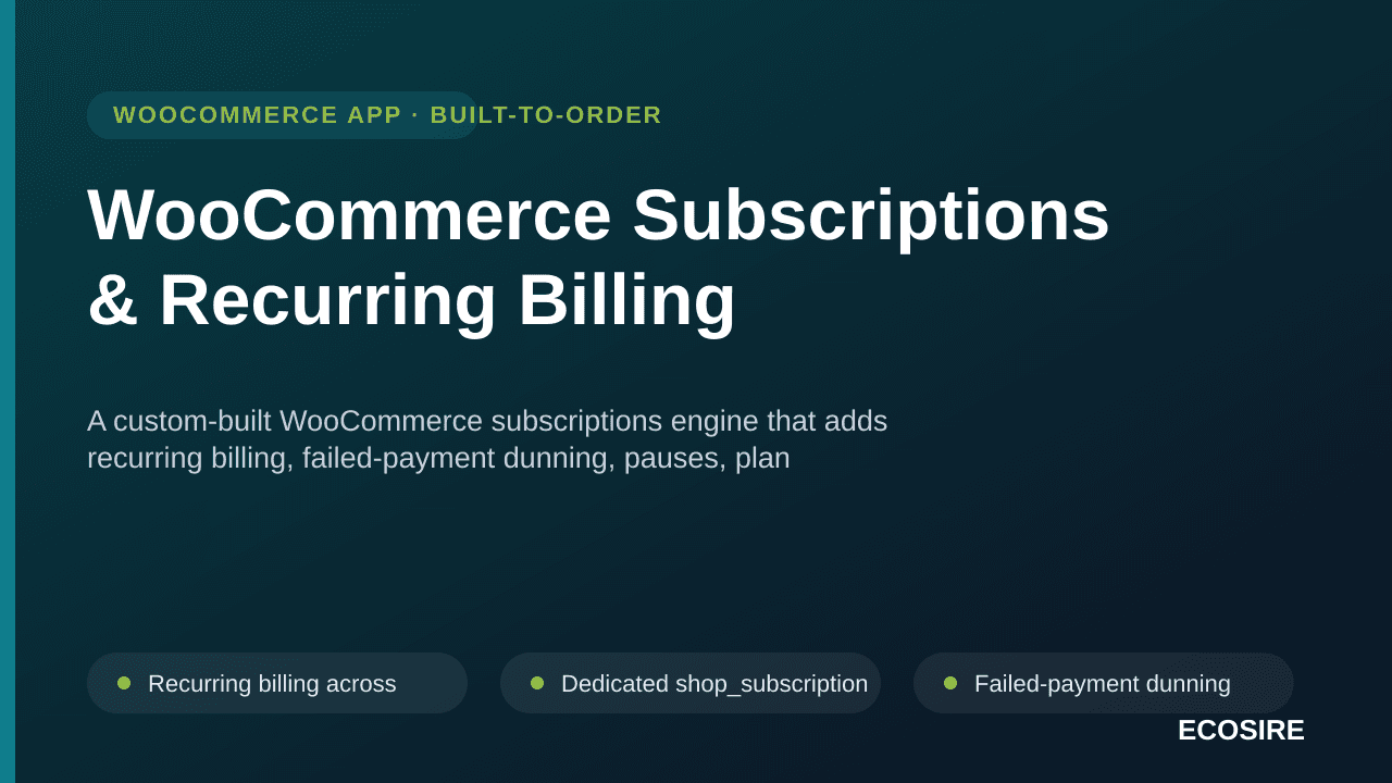WooCommerce Subscriptions & Recurring Billing — A custom-built WooCommerce subscriptions engine that adds recurring billing,  — Image 1 of 3