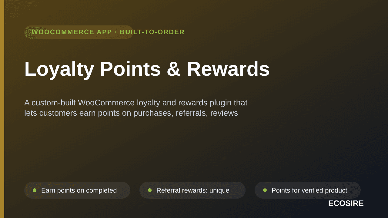 Loyalty Points & Rewards — A custom-built WooCommerce loyalty and rewards plugin that lets customers earn points on purchases — Image 1 of 3