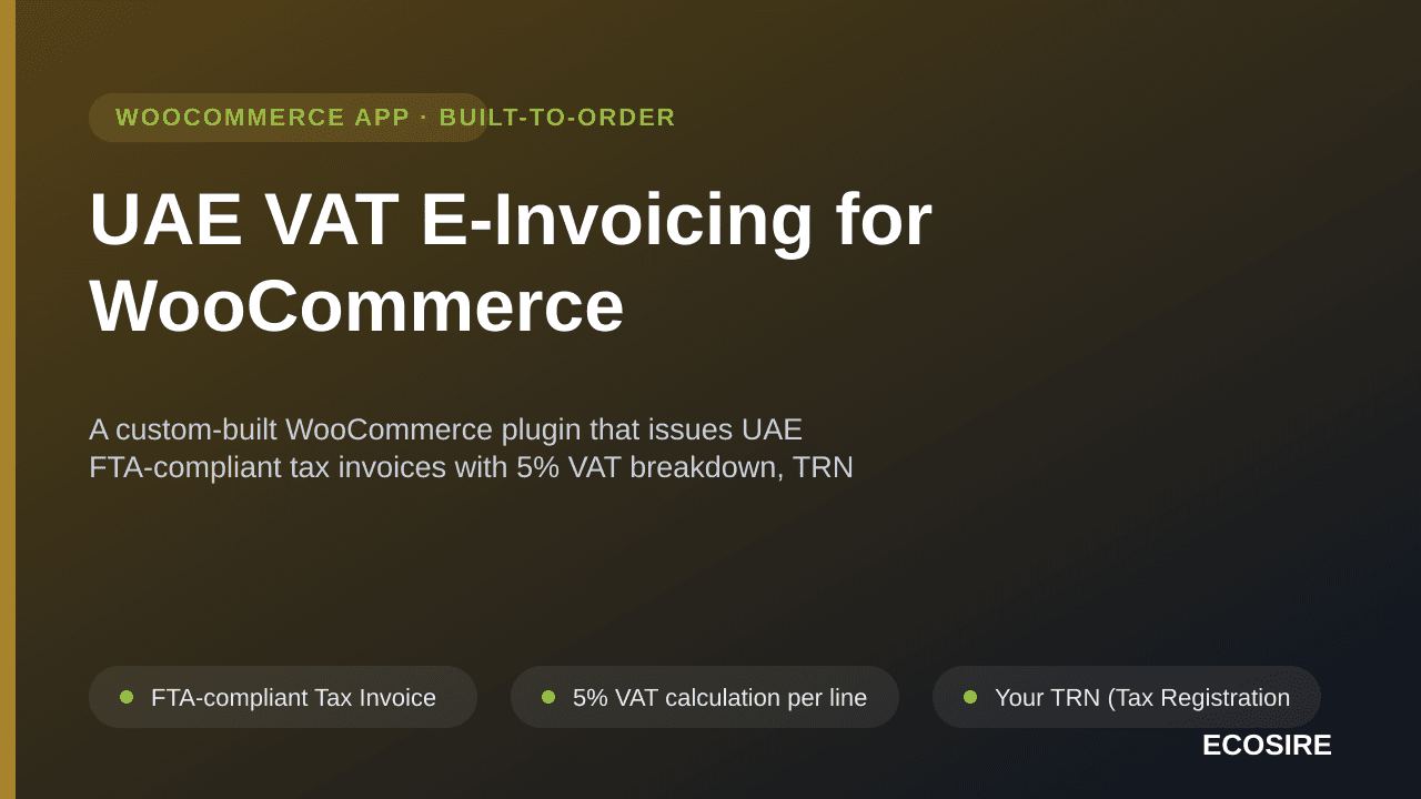UAE VAT E-Invoicing for WooCommerce