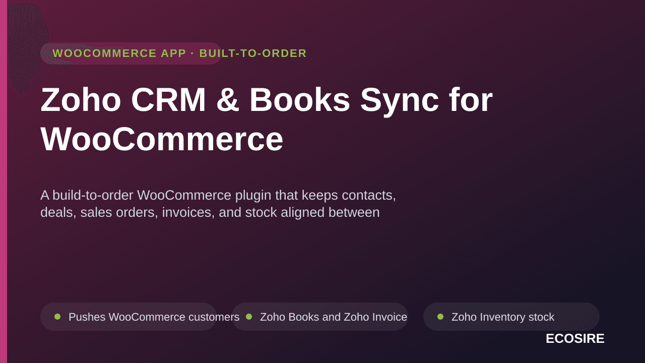 Zoho CRM & Books Sync for WooCommerce