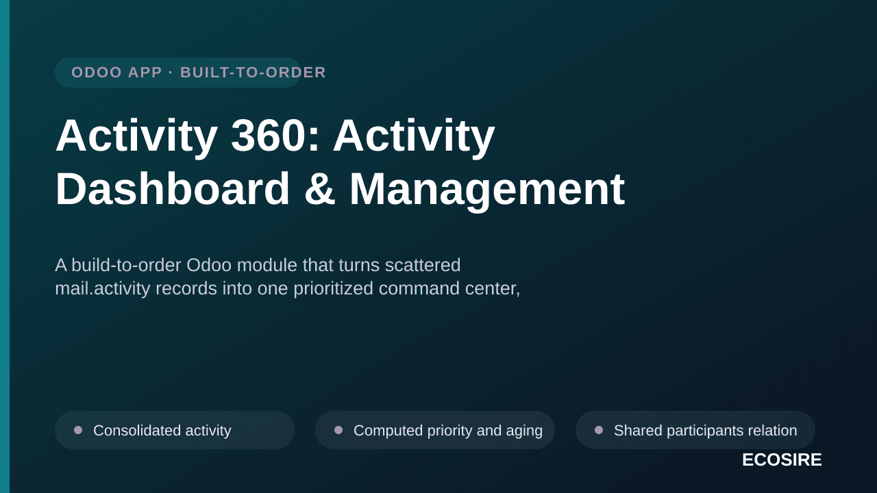 Activity 360: Activity Dashboard & Management — A build-to-order Odoo module that turns scattered mail — Image 1 of 3