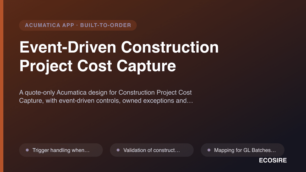 Event-Driven Construction Project Cost Capture