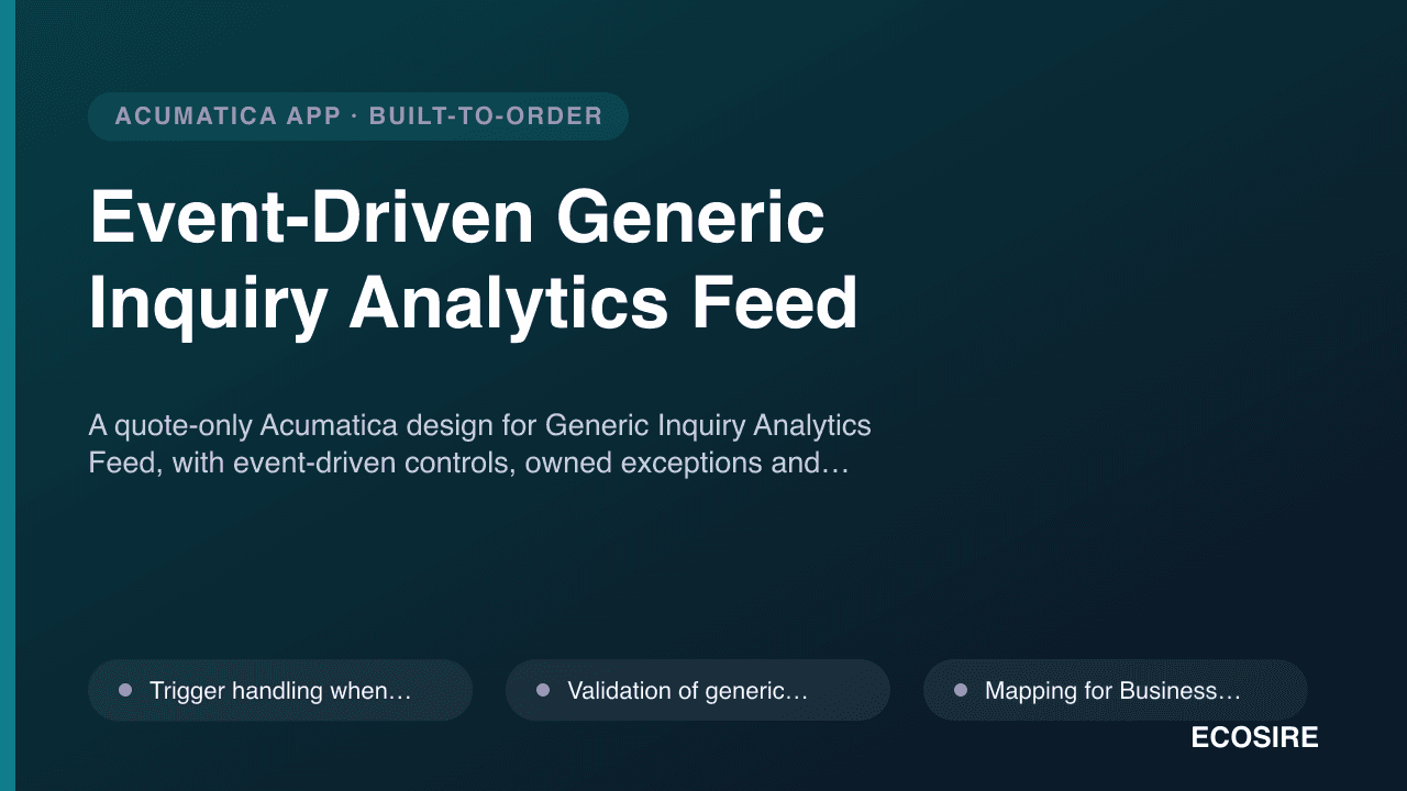 Event-Driven Generic Inquiry Analytics Feed