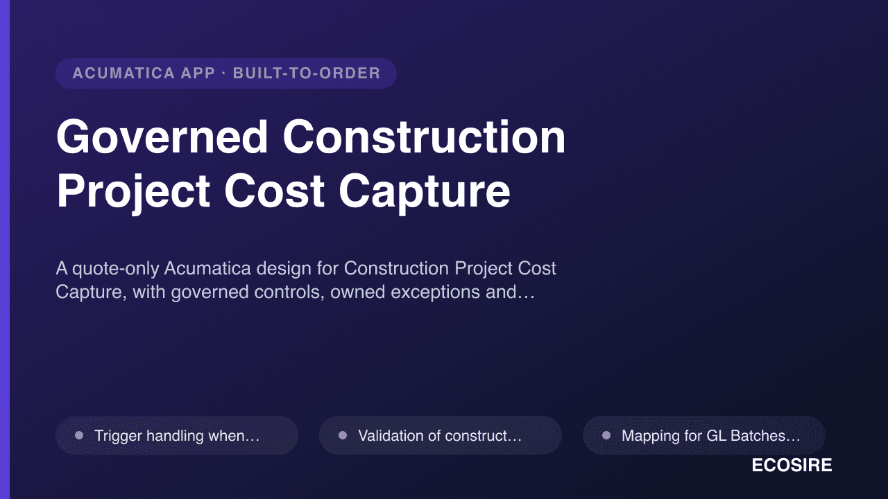 Governed Construction Project Cost Capture