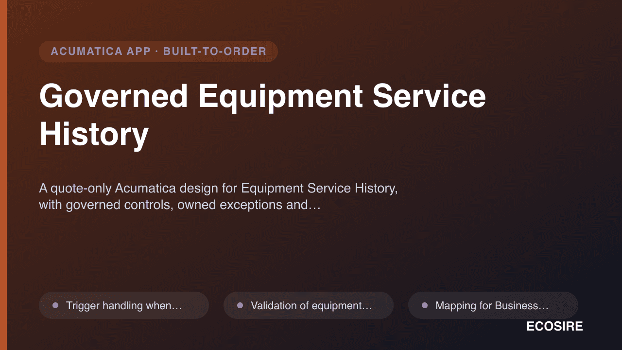 Governed Equipment Service History