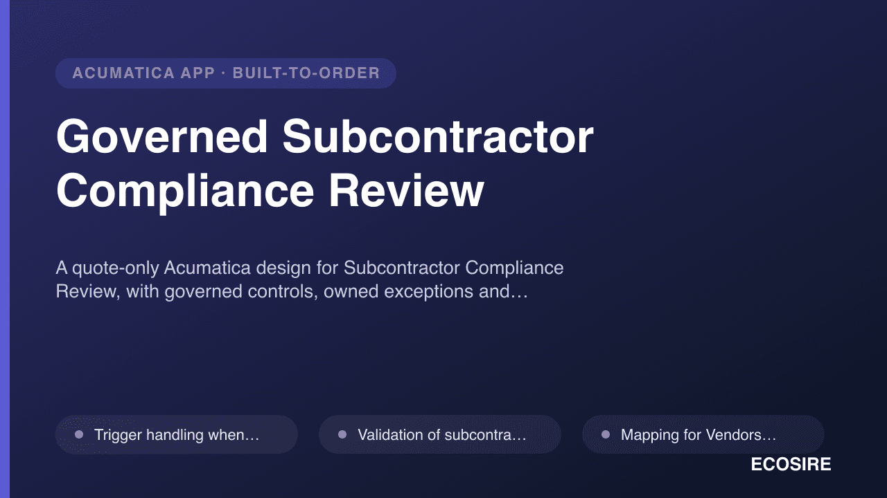 Governed Subcontractor Compliance Review