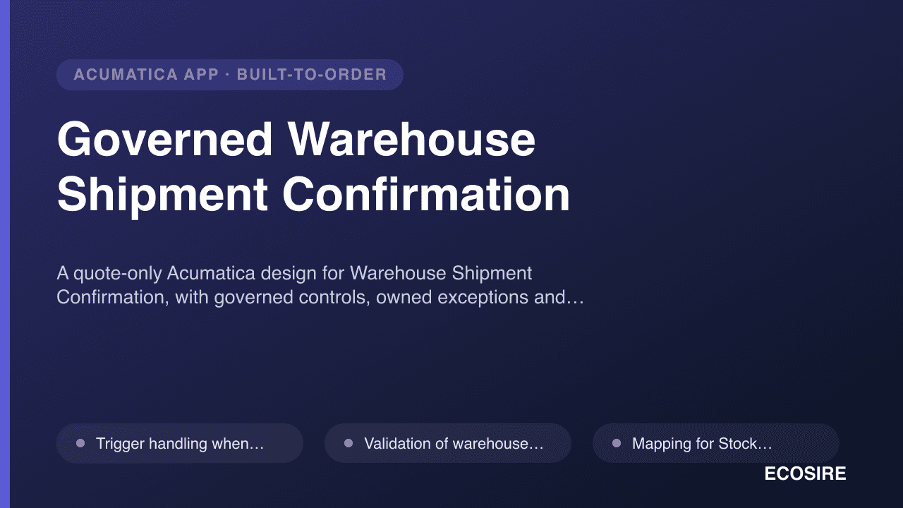 Governed Warehouse Shipment Confirmation
