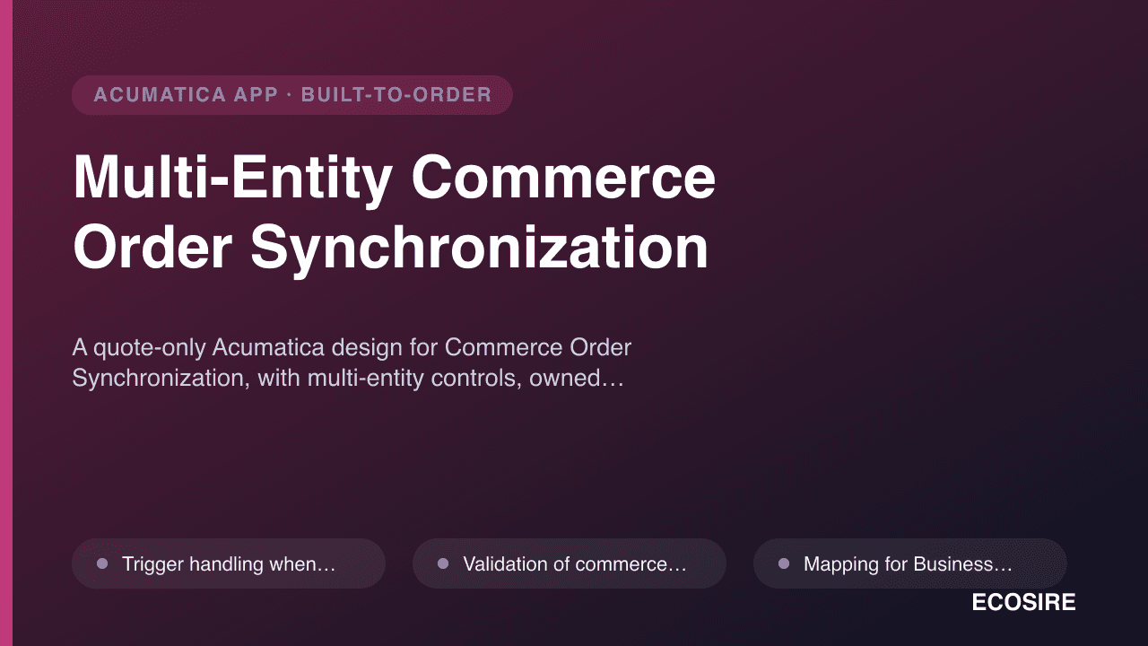 Multi-Entity Commerce Order Synchronization