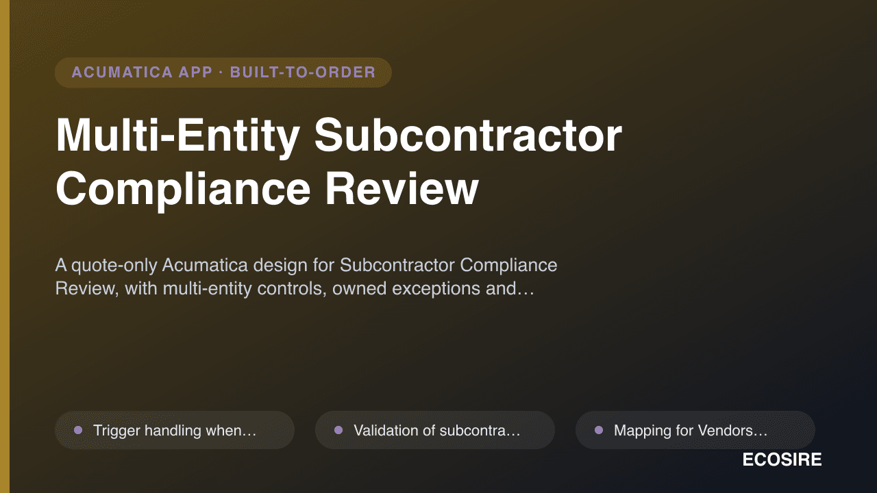 Multi-Entity Subcontractor Compliance Review
