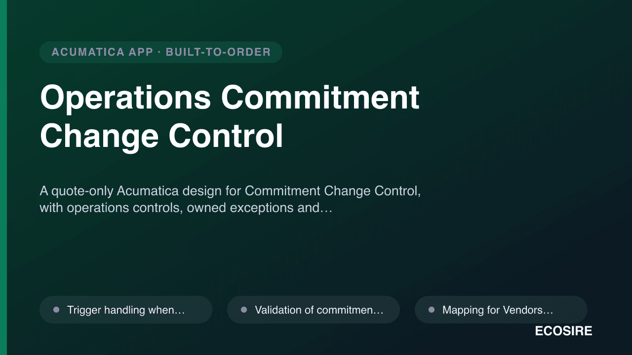Operations Commitment Change Control
