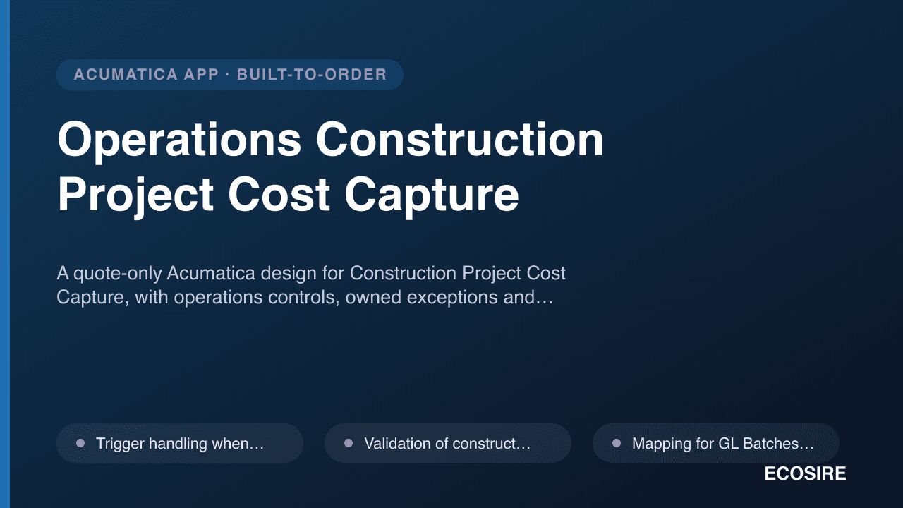 Operations Construction Project Cost Capture