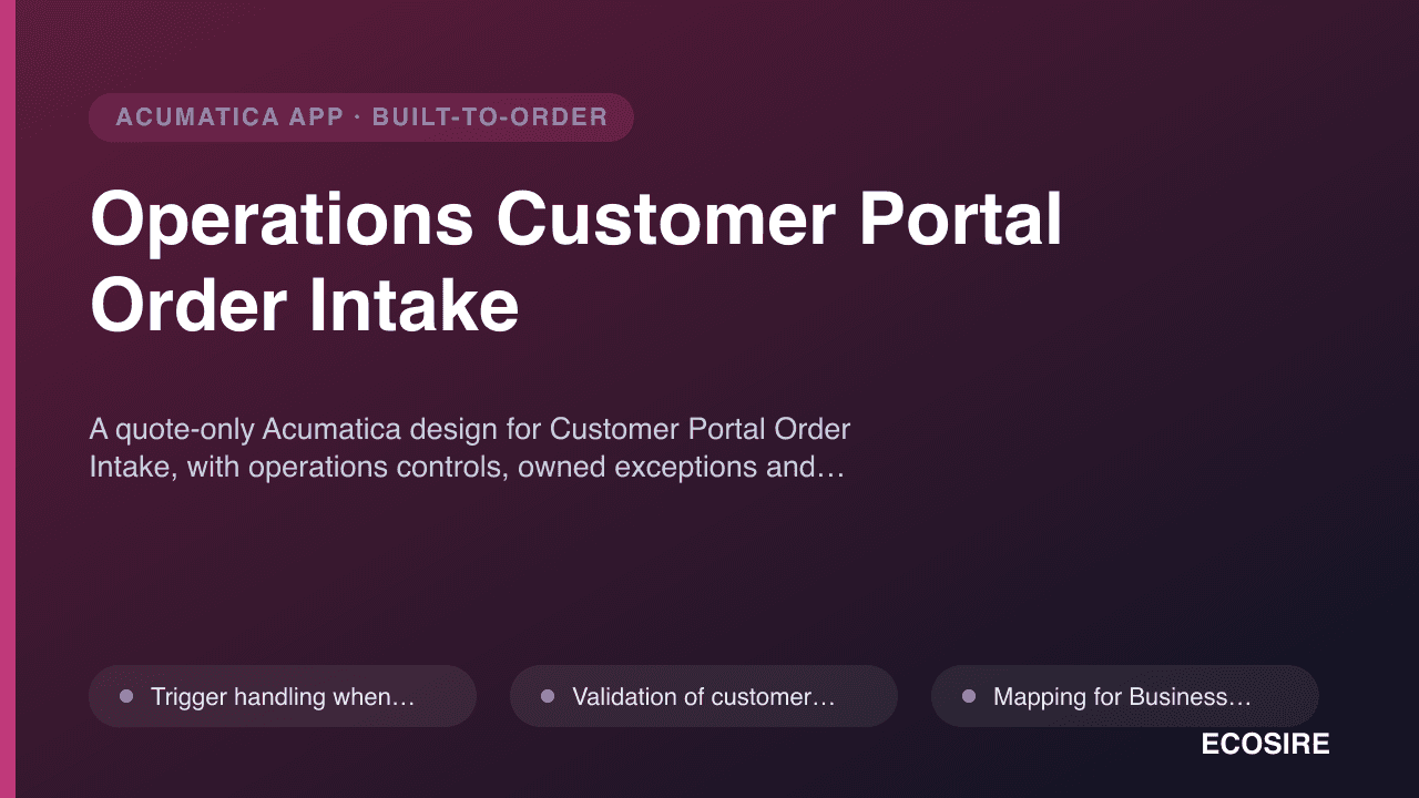 Operations Customer Portal Order Intake