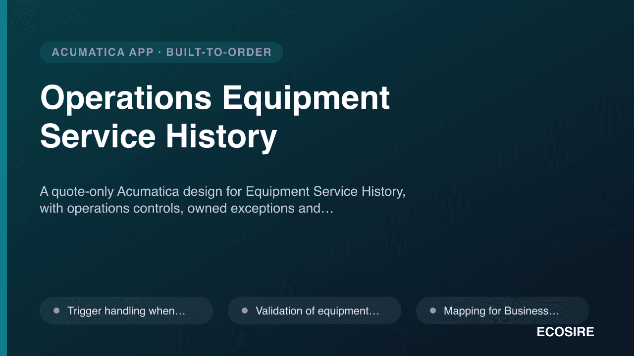 Operations Equipment Service History