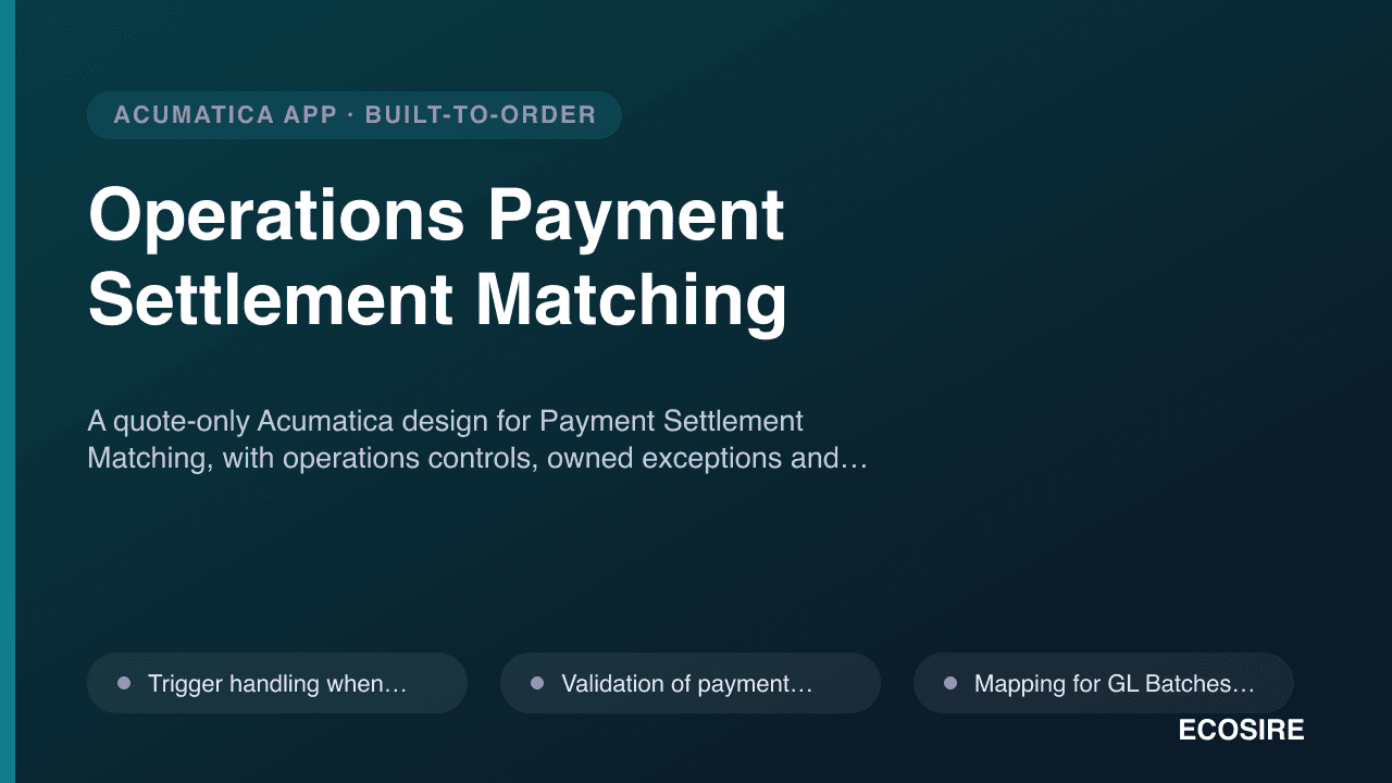 Operations Payment Settlement Matching