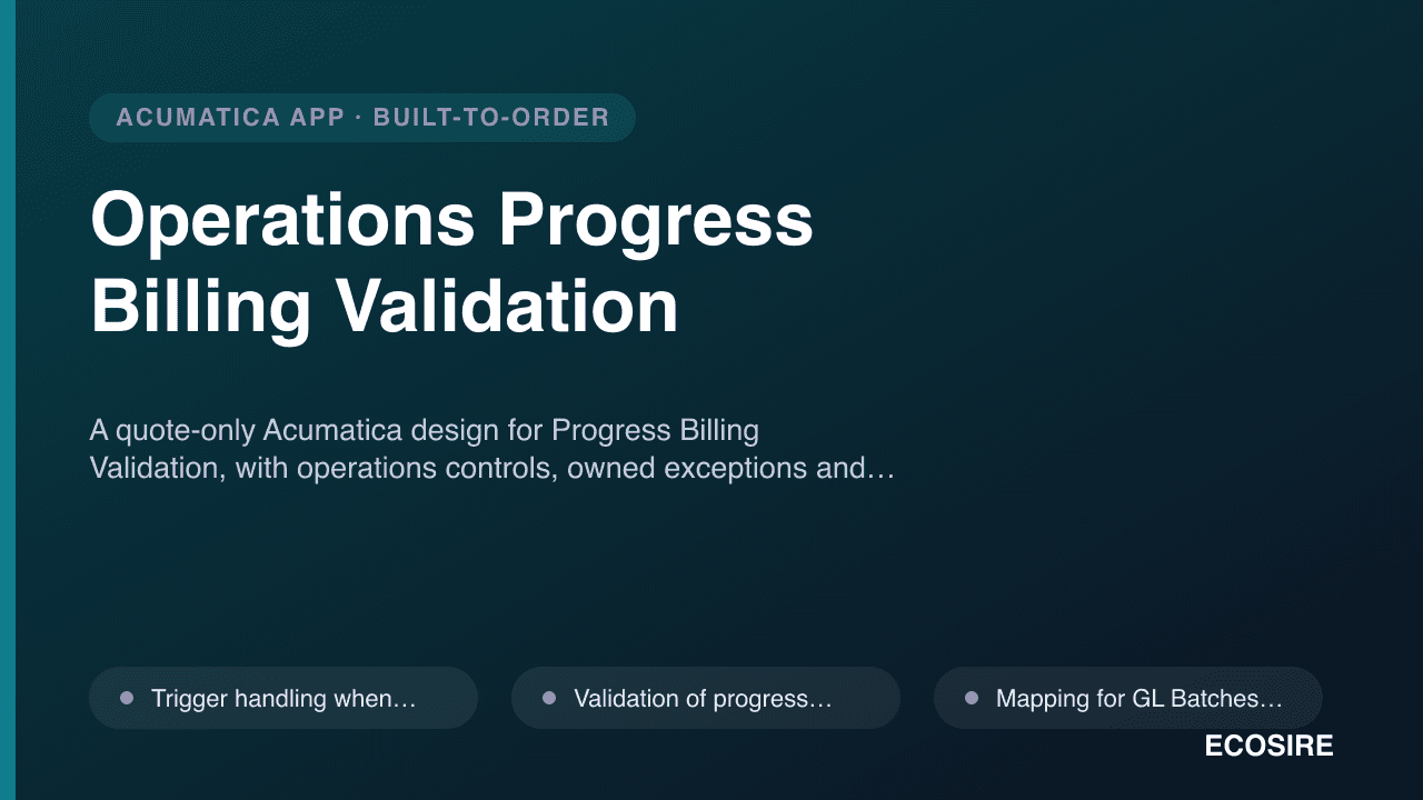 Operations Progress Billing Validation