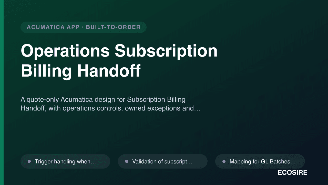 Operations Subscription Billing Handoff