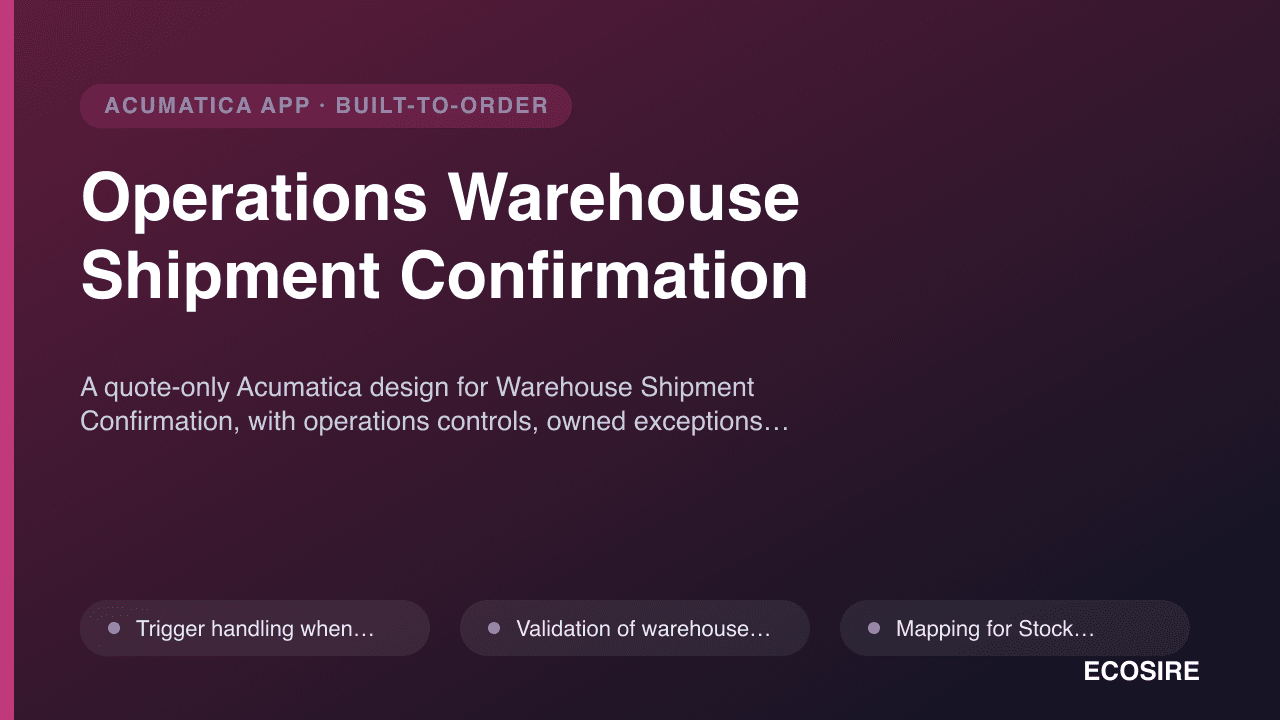 Operations Warehouse Shipment Confirmation