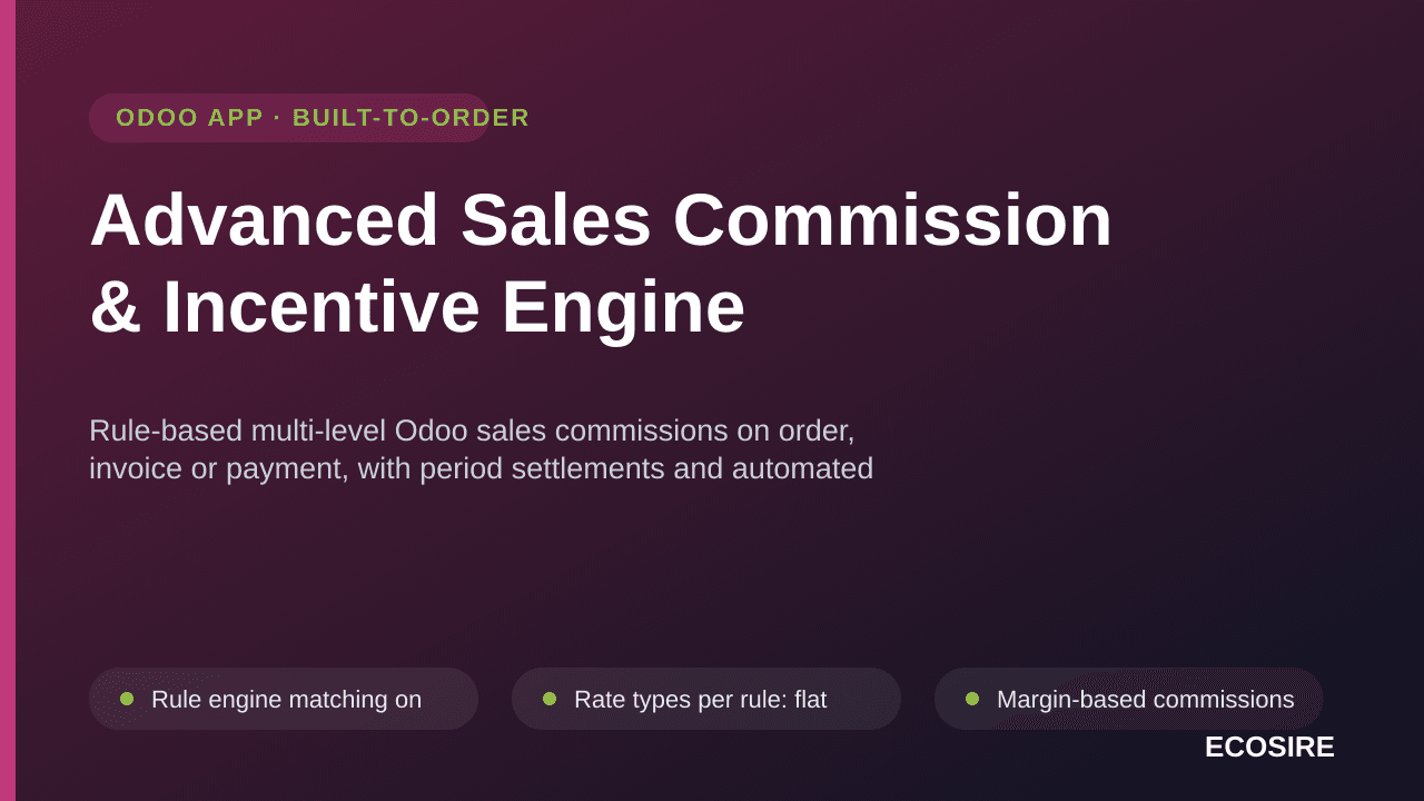 Advanced Sales Commission & Incentive Engine — Rule-based multi-level Odoo sales commissions on order, invoice or payment, wi — Image 1 of 3