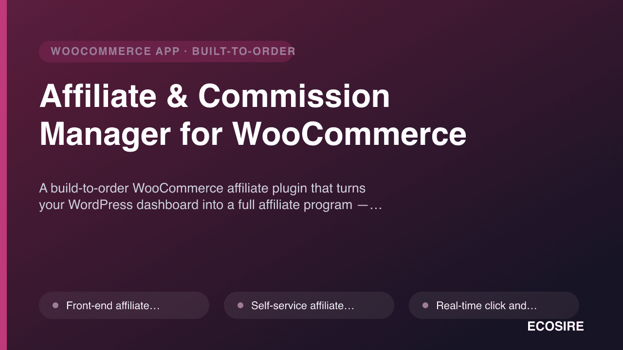 Affiliate & Commission Manager for WooCommerce
