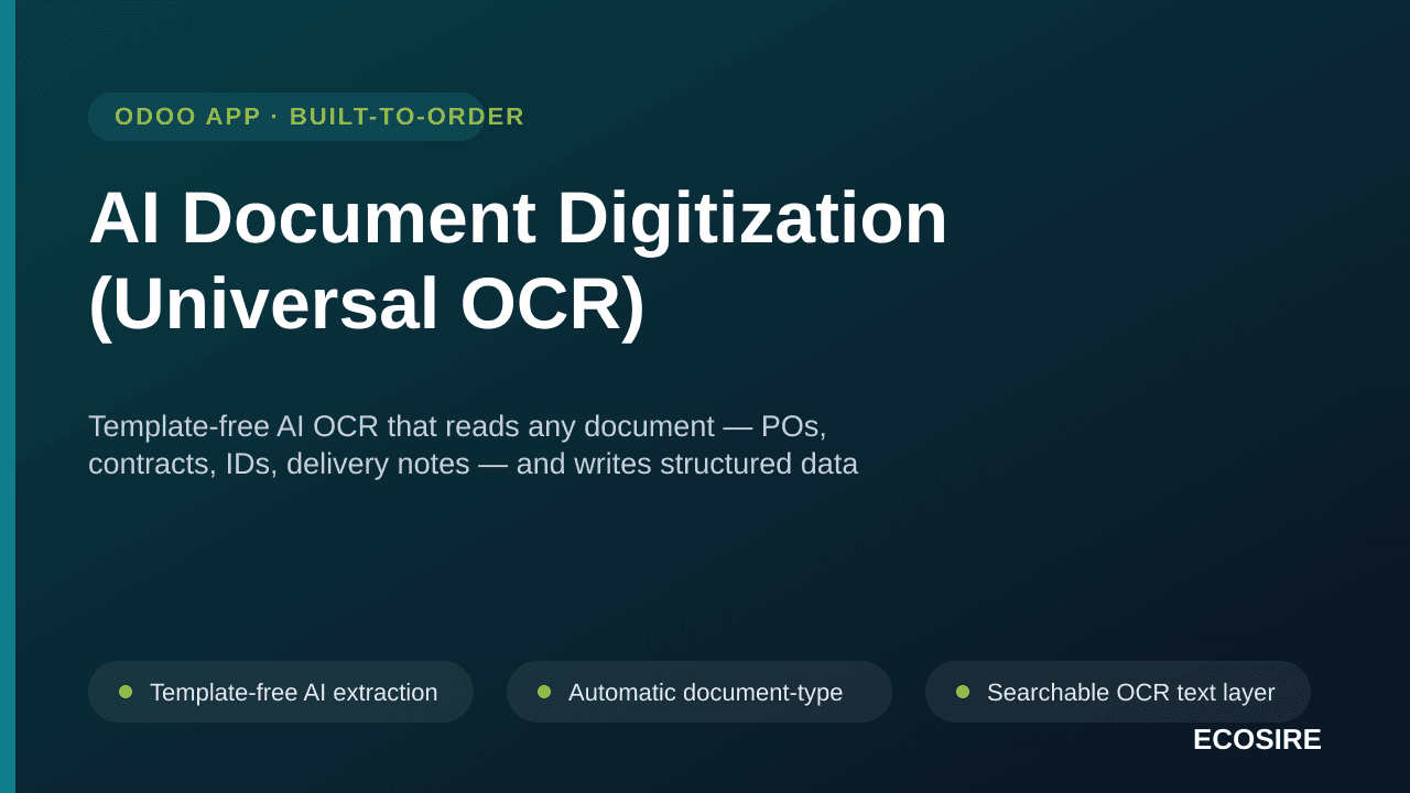 AI Document Digitization (Universal OCR) — Template-free AI OCR that reads any document — POs, contracts, IDs, delivery notes — Image 1 of 3