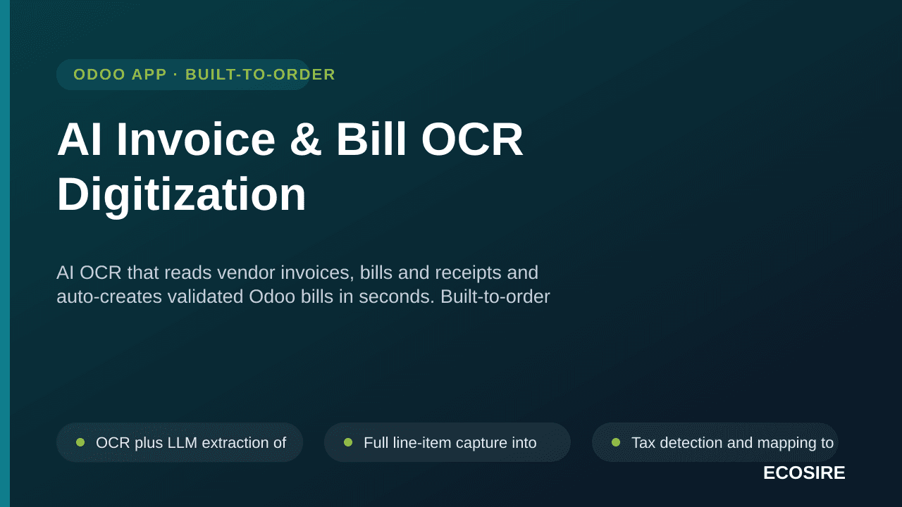 AI Invoice & Bill OCR Digitization — AI OCR that reads vendor invoices, bills and receipts and auto-creates validated Odoo bi — Image 1 of 3