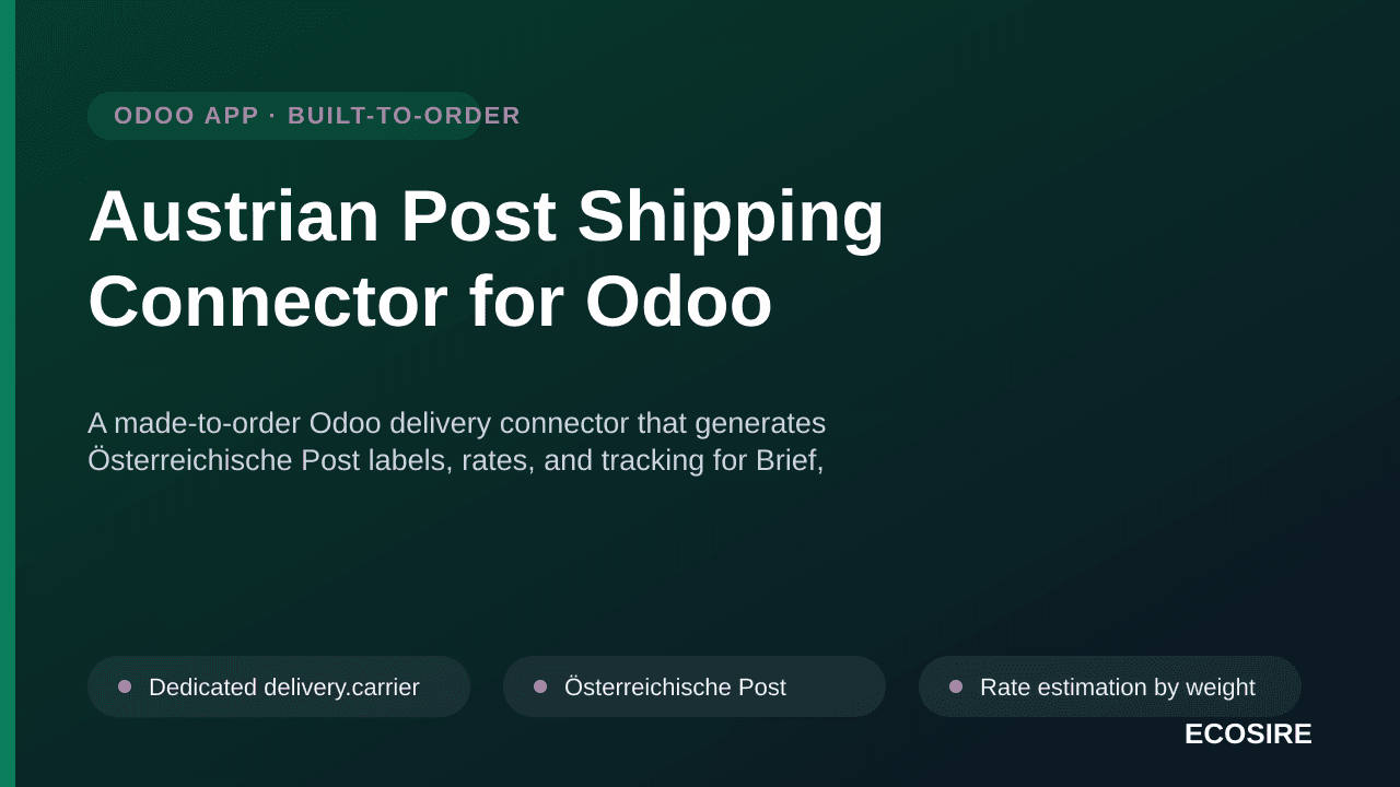 Austrian Post Shipping Connector for Odoo — A made-to-order Odoo delivery connector that generates Österreichische Post label — Image 1 of 3