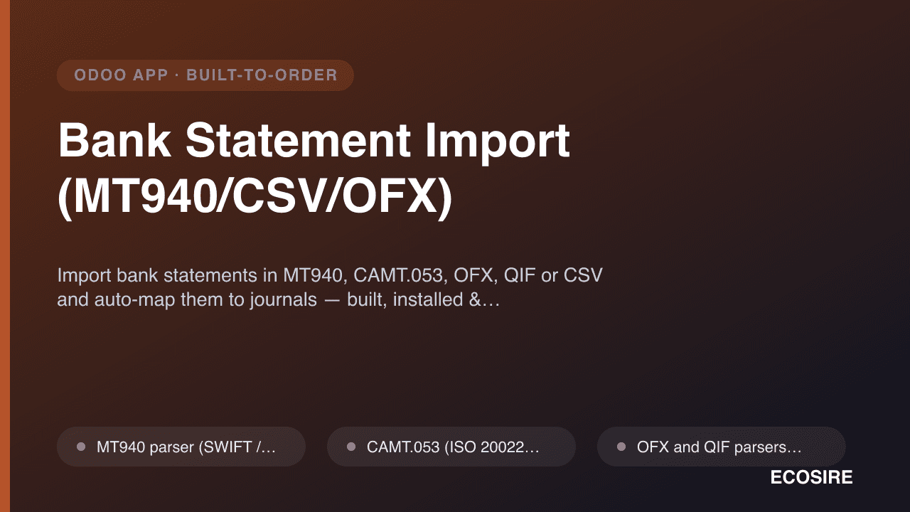 Bank Statement Import (MT940/CSV/OFX) — Import bank statements in MT940, CAMT