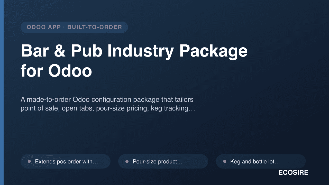 Bar & Pub Industry Package for Odoo