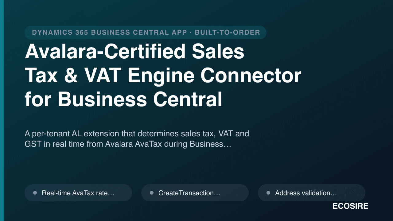 Avalara-Certified Sales Tax & VAT Engine Connector for Business Central
