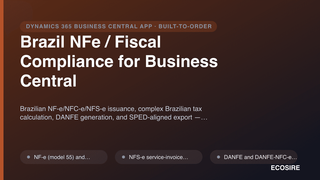 Brazil NFe / Fiscal Compliance for Business Central