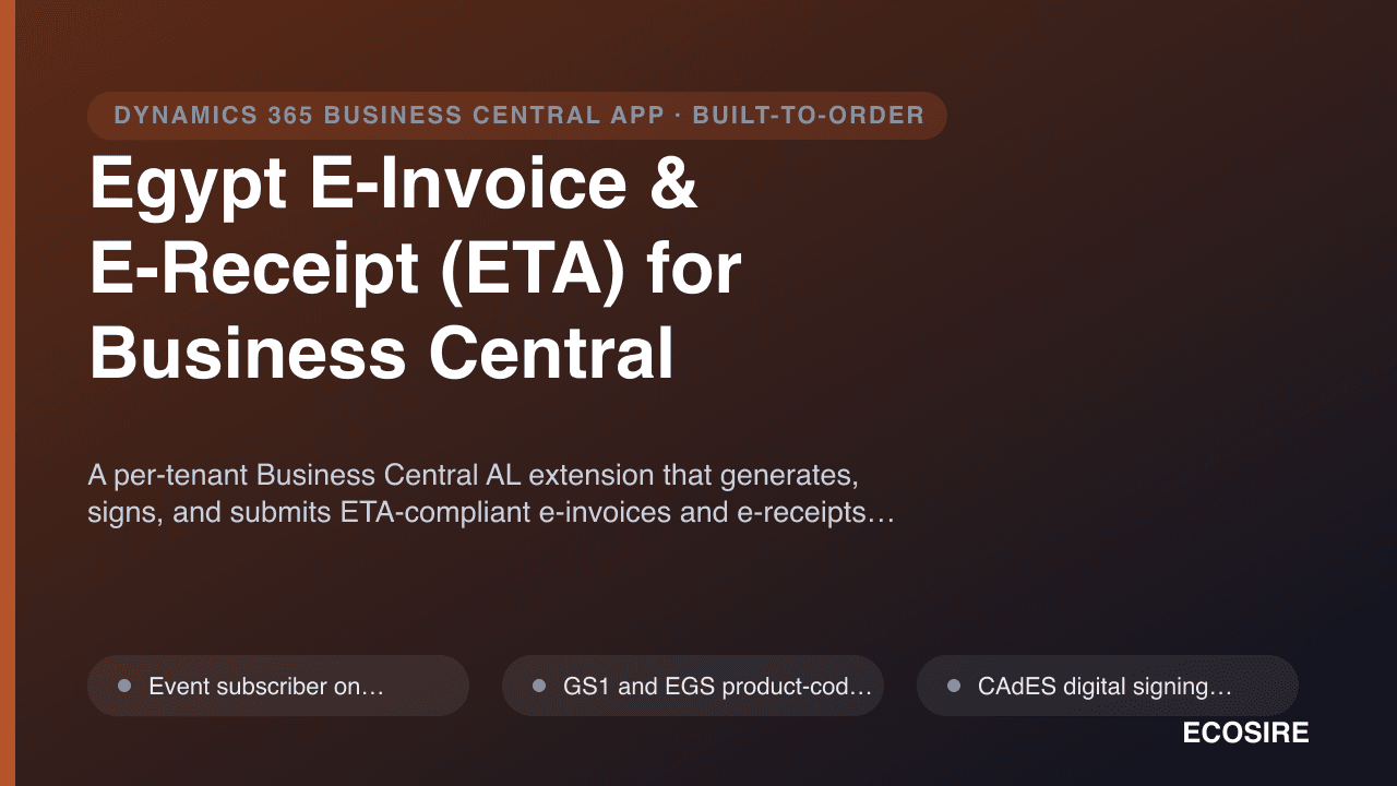 Egypt E-Invoice & E-Receipt (ETA) for Business Central