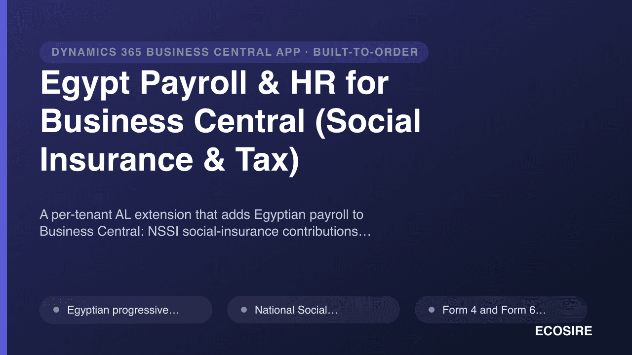Egypt Payroll & HR for Business Central (Social Insurance & Tax)