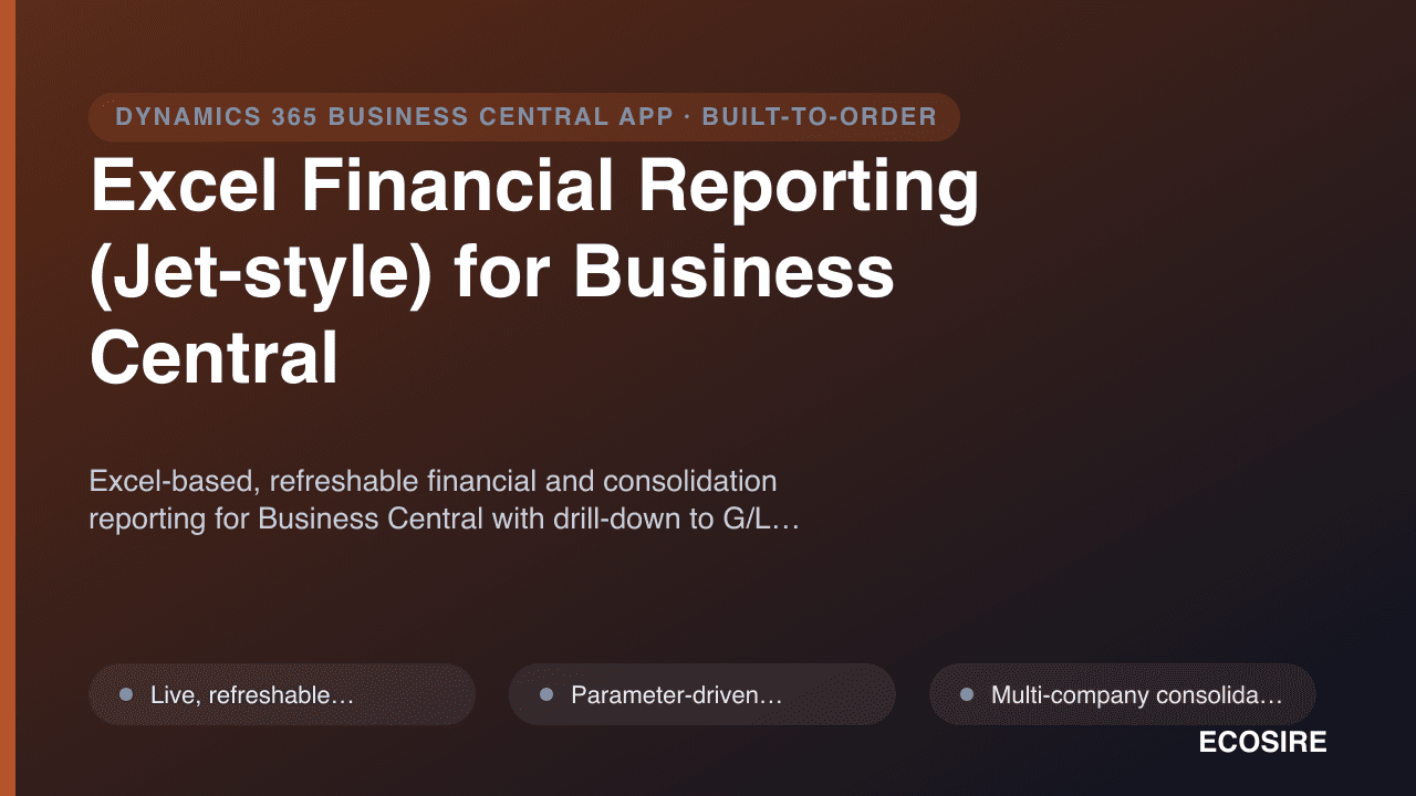 Excel Financial Reporting (Jet-style) for Business Central