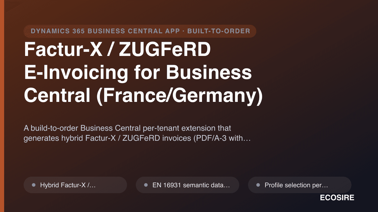 Factur-X / ZUGFeRD E-Invoicing for Business Central (France/Germany)