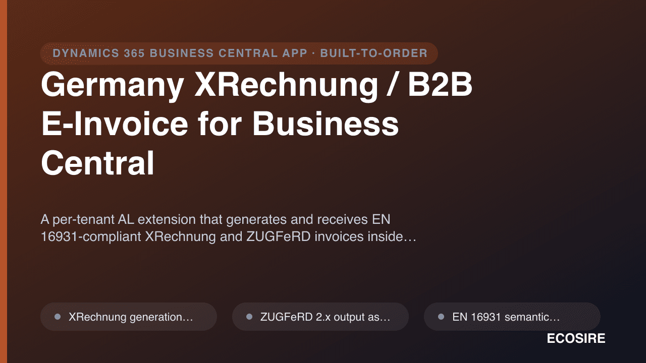 Germany XRechnung / B2B E-Invoice for Business Central